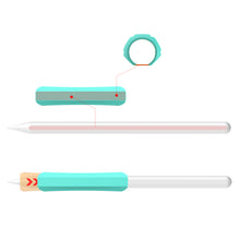Заредете изображение във визуализатора на галерията – Stoyobe Silicone Holder Set of Silicone Holders for Apple Pencil 1 / Apple Pencil 2 / Huawei M-Pencil Turquoise+Light Green+White (3 Pack)
