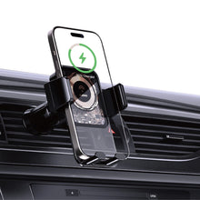 Заредете изображение във визуализатора на галерията – Dudao F19 clamp car holder with 15W inductive charger - black
