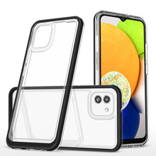 Заредете изображение във визуализатора на галерията – Clear 3in1 case for Samsung Galaxy A03 silicone cover with frame black
