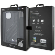 Заредете изображение във визуализатора на галерията – BMW M Edition Carbon Stripe &amp; Strap case for iPhone 15 Plus / 14 Plus - black
