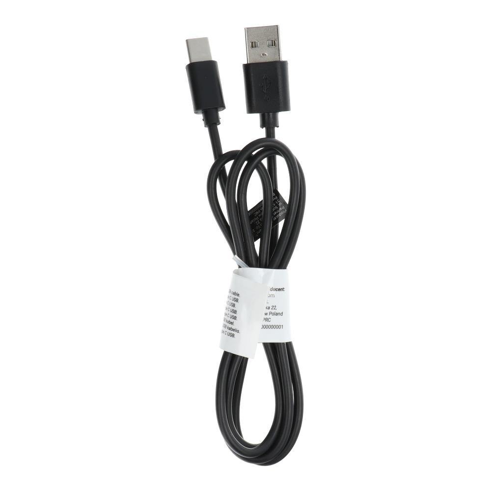 кабел usb - type c 2.0 c366 black 1 meter (connector long : 8mm) - TopMag