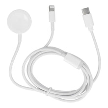 Заредете изображение във визуализатора на галерията – Кабел type c c 2в1 за iphone lightning 8-pin + apple watch 3w 1a c3173 бял - TopMag
