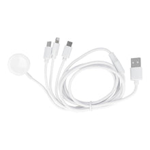 Заредете изображение във визуализатора на галерията – Кабел usb 4в1 за iphone lightning 8-pin + type c + micro + apple watch 3w 1a c3183 бял - TopMag
