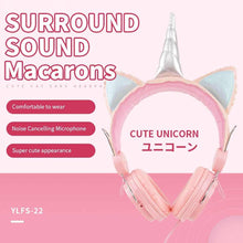 Заредете изображение във визуализатора на галерията – Headphones unicorn model ylfs-u1 jack 3,5mm pink - TopMag
