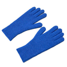 Заредете изображение във визуализатора на галерията – Braided telephone gloves with cutouts for fingers - blue
