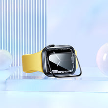 Заредете изображение във визуализатора на галерията – Baseus Crystal Tempered Glass Film for Apple Watch 4/5/6/SE 44mm full screen with frame black (1 pcs.) + cleaning kit / foil applicator / squeegee (spatula)
