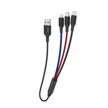 Заредете изображение във визуализатора на галерията – Dudao 3in1 USB cable - Lightning / USB Type C / micro USB 5 A 38 cm black (L10pro) - TopMag
