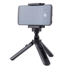 Заредете изображение във визуализатора на галерията – Mini Tripod with phone holder mount selfie stick camera GoPro holder black - TopMag
