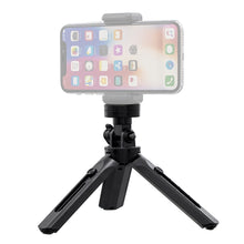 Заредете изображение във визуализатора на галерията – Mini Tripod with phone holder mount selfie stick camera GoPro holder black - TopMag
