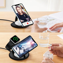 Заредете изображение във визуализатора на галерията – Choetech 3in1 inductive charging station iPhone 12/13/14, AirPods Pro, Apple Watch black (T587-F)
