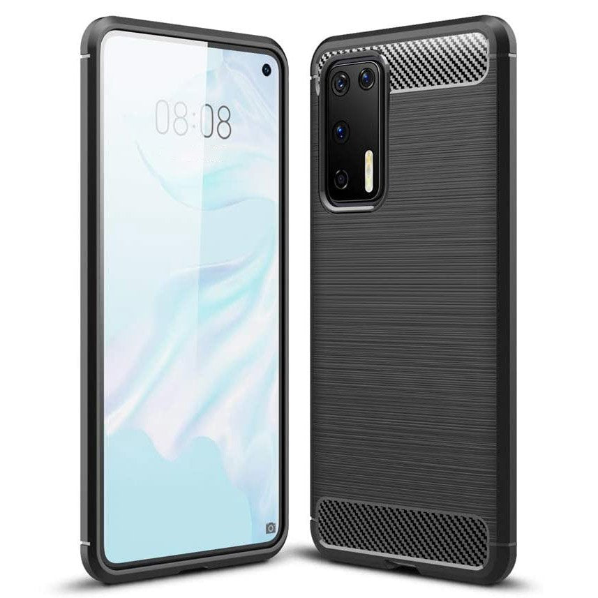 Carbon Case Flexible Cover TPU Case for Huawei P40 black - TopMag