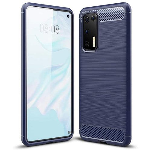 Carbon Case Flexible Cover TPU Case for Huawei P40 blue - TopMag