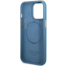 Заредете изображение във визуализатора на галерията – Guess 4G Logo Plate MagSafe case for iPhone 14 Pro Max - blue

