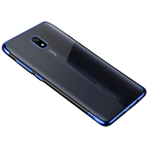 Clear Color Case Gel TPU Electroplating frame Cover for Xiaomi Redmi 8A blue - TopMag