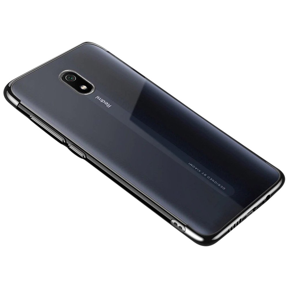 Clear Color Case Gel TPU Electroplating frame Cover for Xiaomi Redmi 8A black - TopMag