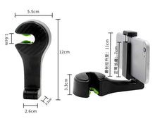 Заредете изображение във визуализатора на галерията – Hanger / hook / organizer for shopping on the headrest + mobile holder hm-590 black - TopMag
