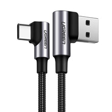 Заредете изображение във визуализатора на галерията – Ugreen angle cable USB cable - USB Type C Quick Charge 3.0 QC3.0 3 A 0.5 m gray (US176 20855) - TopMag
