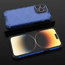 Заредете изображение във визуализатора на галерията – Honeycomb case for iPhone 14 Pro Max armored hybrid cover blue
