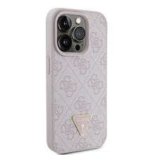 Заредете изображение във визуализатора на галерията – Original Case GUESS hardcase Leather 4G Triangle Strass GUHCP15LP4TDPP for Iphone 15 Pro Pink
