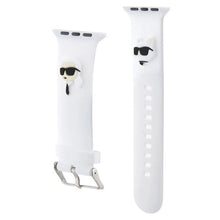 Заредете изображение във визуализатора на галерията – Karl Lagerfeld 3D Rubber Karl&amp;Choupette Heads strap for Apple Watch 38/40/41mm - white
