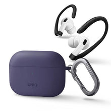 Заредете изображение във визуализатора на галерията – Uniq case Nexo AirPods Pro 2 gen + Ear Hooks Silicone purple/fig purple
