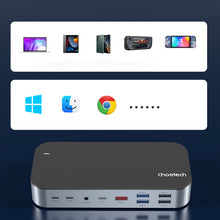 Заредете изображение във визуализатора на галерията – HUB Choetch M52 USB-C - USB-C PD/USB-C/USB-A/HDMI/VGA/DP/SD/TF/RJ45/AUX - gray
