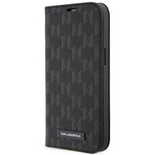 Заредете изображение във визуализатора на галерията – Karl Lagerfeld KLBKP14SSAKLHPK iPhone 14 6.1" bookcase black/black Saffiano Monogram
