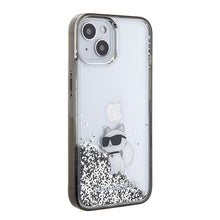 Заредете изображение във визуализатора на галерията – Original KARL LAGERFELD Case Liquid Glitter Choupette KLHCP15SLKCNSK for Iphone 15 Transparent
