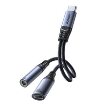 Заредете изображение във визуализатора на галерията – Joyroom SY-C02 2in1 DAC adapter USB-C to USB-C / 3.5 mm mini jack - black
