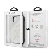 Заредете изображение във визуализатора на галерията – Guess GUHCN58MGGWH iPhone 11 Pro biały/white hard case Glitter Marble Glass

