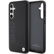 Заредете изображение във визуализатора на галерията – Original Case BMW Leather Hot Stamp BMHCS23FESLLBK for Samsung Galaxy S23 FE Black
