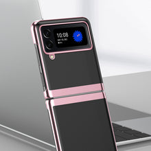 Заредете изображение във визуализатора на галерията – Plating Case for Samsung Galaxy Z Flip 4 cover with a metallic frame pink
