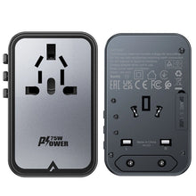 Заредете изображение във визуализатора на галерията – Acefast Z1 GaN 75W PD travel charger adapter 3x USB-C 2x USB-A - black
