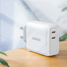 Заредете изображение във визуализатора на галерията – Ugreen fast charger 2xUSB-C 36W PD white (CD199)

