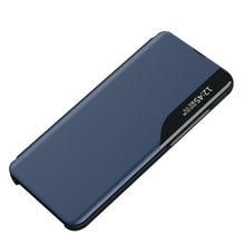 Заредете изображение във визуализатора на галерията – Eco Leather View Case cover for Samsung Galaxy A54 5G with flip stand blue
