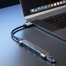 Заредете изображение във визуализатора на галерията – Dudao HUB 4in1 USB-C - 4x USB-A (3 x USB2.0 / USB3.0) 6.3cm black (A16T)
