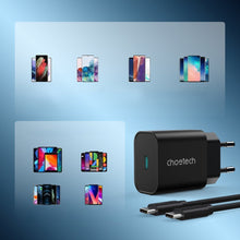 Заредете изображение във визуализатора на галерията – Choetech fast charger USB C 25W PPS PD black (PD6003)
