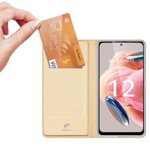 Заредете изображение във визуализатора на галерията – Dux Ducis Skin Pro Case For Xiaomi Redmi Note 12 Cover Flip Card Wallet Stand Gold
