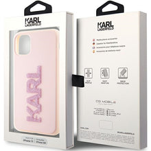 Заредете изображение във визуализатора на галерията – Original Pouch KARL LAGERFELD hardcase 3D Rubber Glitter Logo KLHCN613DMBKCK for Iphone 11/ Xr Pink

