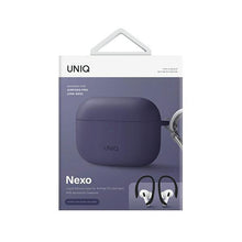 Заредете изображение във визуализатора на галерията – Uniq case Nexo AirPods Pro 2 gen + Ear Hooks Silicone purple/fig purple
