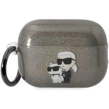 Заредете изображение във визуализатора на галерията – Karl Lagerfeld KLAP2HNKCTGK Airpods Pro 2 cover black/black Gliter Karl&amp;Choupette

