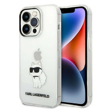 Заредете изображение във визуализатора на галерията – Original Pouch KARL LAGERFELD Ikonik Choupette KLHCP14S3DRKCK for Iphone 14 Pro transparent
