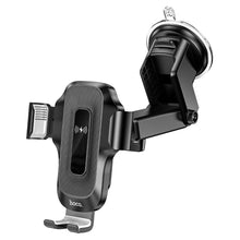 Заредете изображение във визуализатора на галерията – HOCO car phone holder on center console / window with wirelles charging 15W Wise HW3 black
