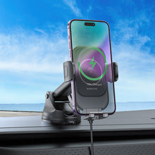Заредете изображение във визуализатора на галерията – Borofone Car holder BH203 Blue Charm with induction charging to windshield black
