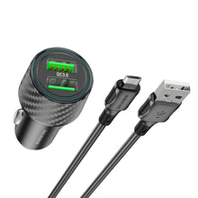 Заредете изображение във визуализатора на галерията – Borofone Car charger BZ21A Brilliant - 2xUSB - QC 3.0 36W with USB to Micro USB cable black
