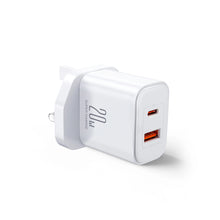 Заредете изображение във визуализатора на галерията – UK Joyrooom FlashSeries JR-TCF05 20W USB-A USB-C charger - white

