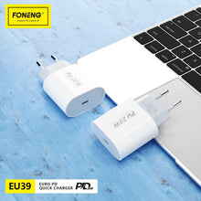Заредете изображение във визуализатора на галерията – Foneng Wall charger EU39 - Type C - PD 20W 3A white

