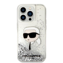 Заредете изображение във визуализатора на галерията – Karl Lagerfeld KLHCP14LLNKHCH iPhone 14 Pro 6.1" silver/silver hardcase Glitter Karl Head
