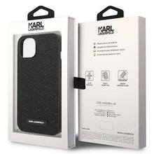 Заредете изображение във визуализатора на галерията – Original faceplate case karl lagerfeld klhcp14sg2elk за iphone 14 (solid glitter plaque logo / black)
