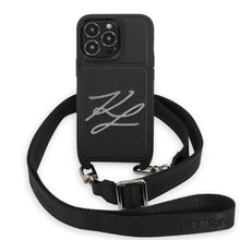 Заредете изображение във визуализатора на галерията – Karl Lagerfeld KLHCP13LSAKLCK iPhone 13 Pro / 13 6.1" hardcase black/black Saffiano Autograph
